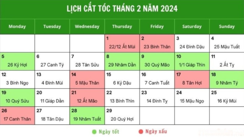 ngày cắt tóc đẹp tháng 2